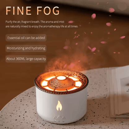Volcano Flame Aroma Diffuser Essential Oil Humidifier with Fire Light Effect