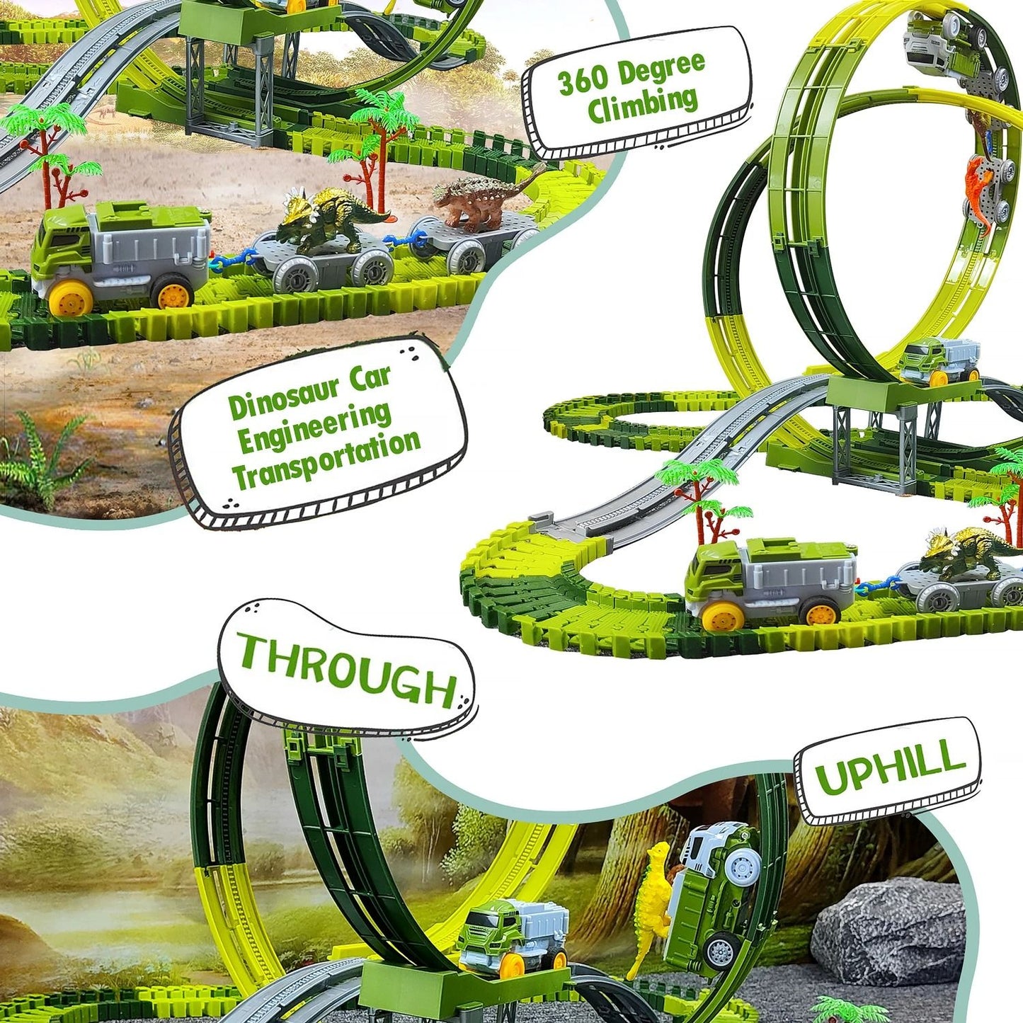 Children Electric Dinosaur Track Car Toy Set