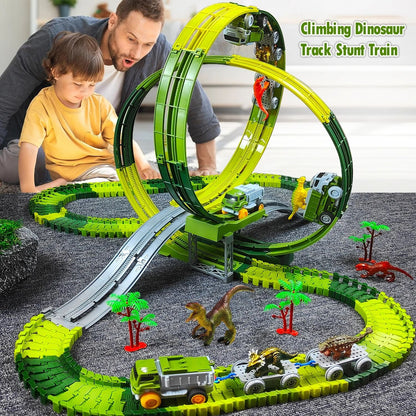 Children Electric Dinosaur Track Car Toy Set