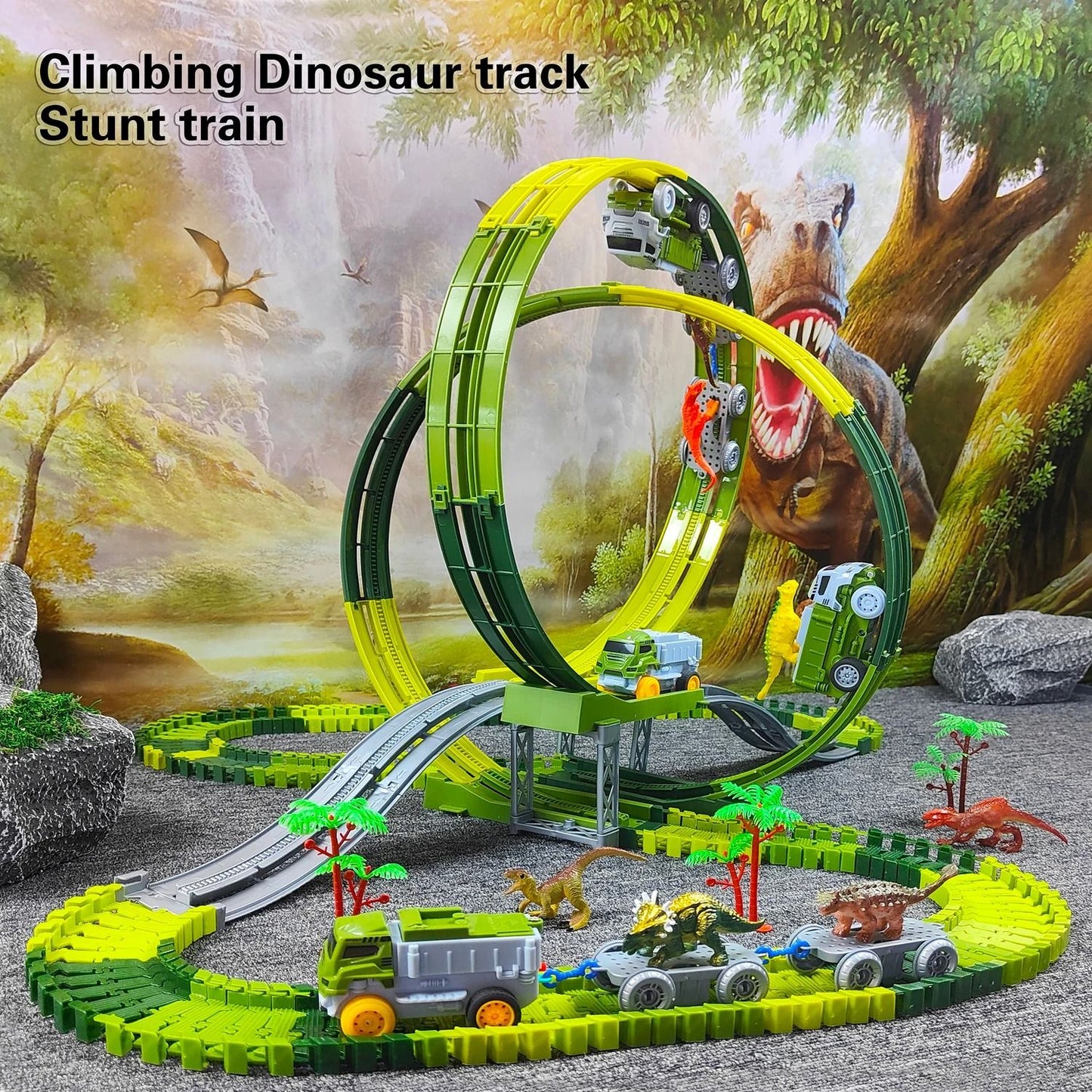 Children Electric Dinosaur Track Car Toy Set
