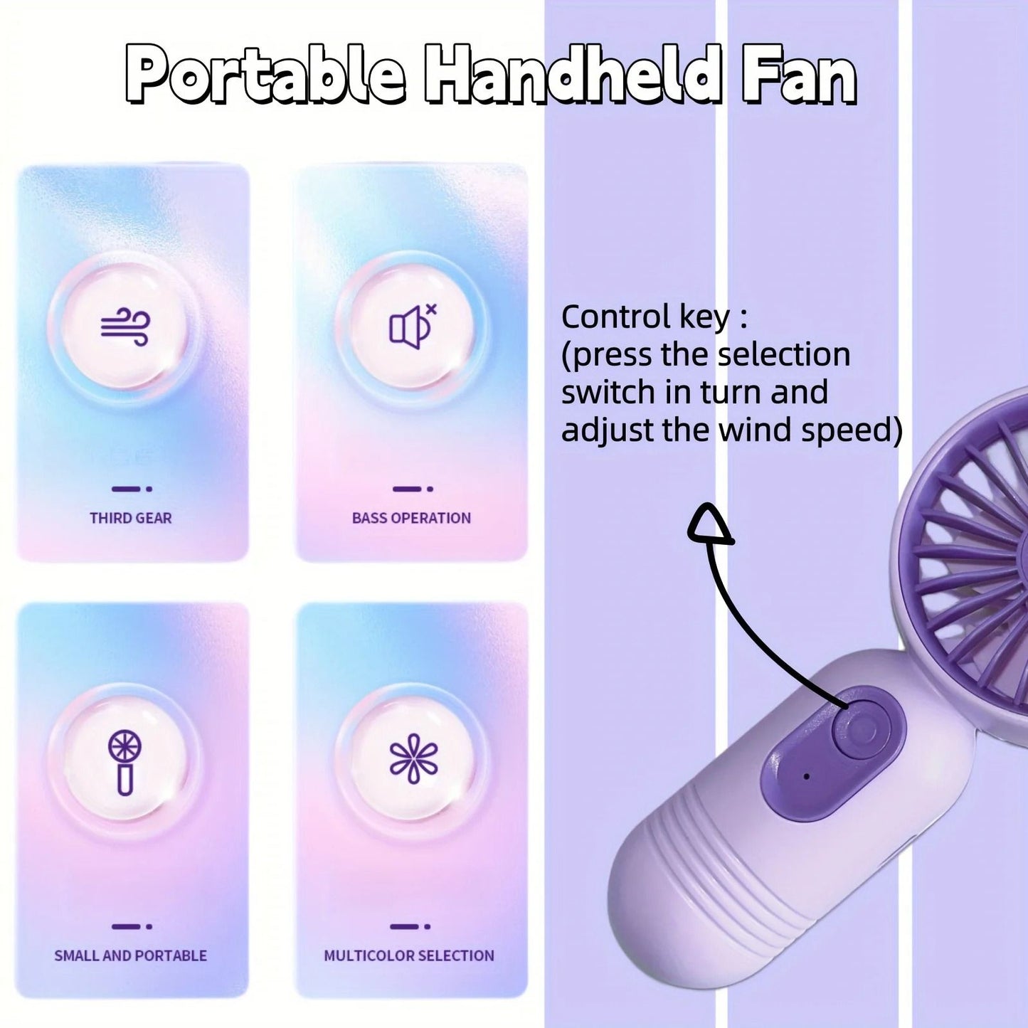 USB Rechargeable Mini Portable Fan with 3 Speeds