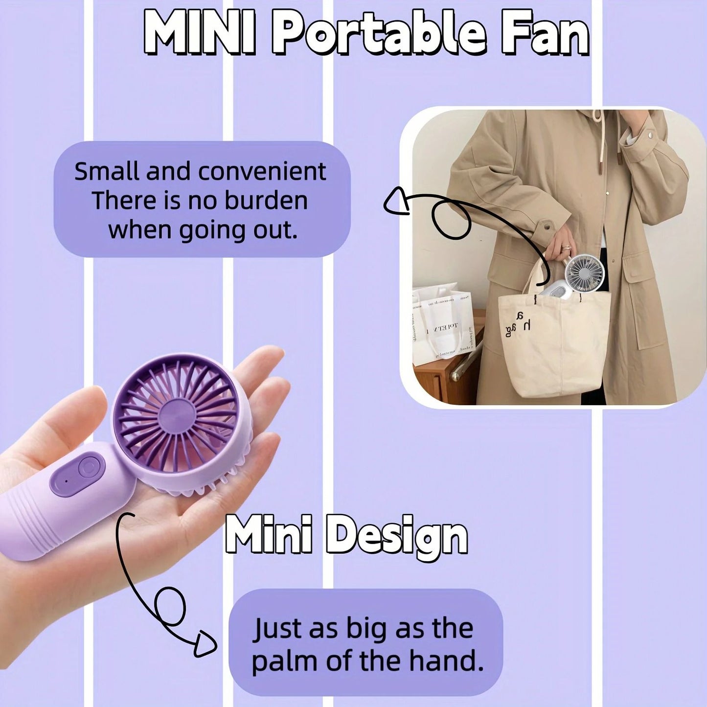 USB Rechargeable Mini Portable Fan with 3 Speeds