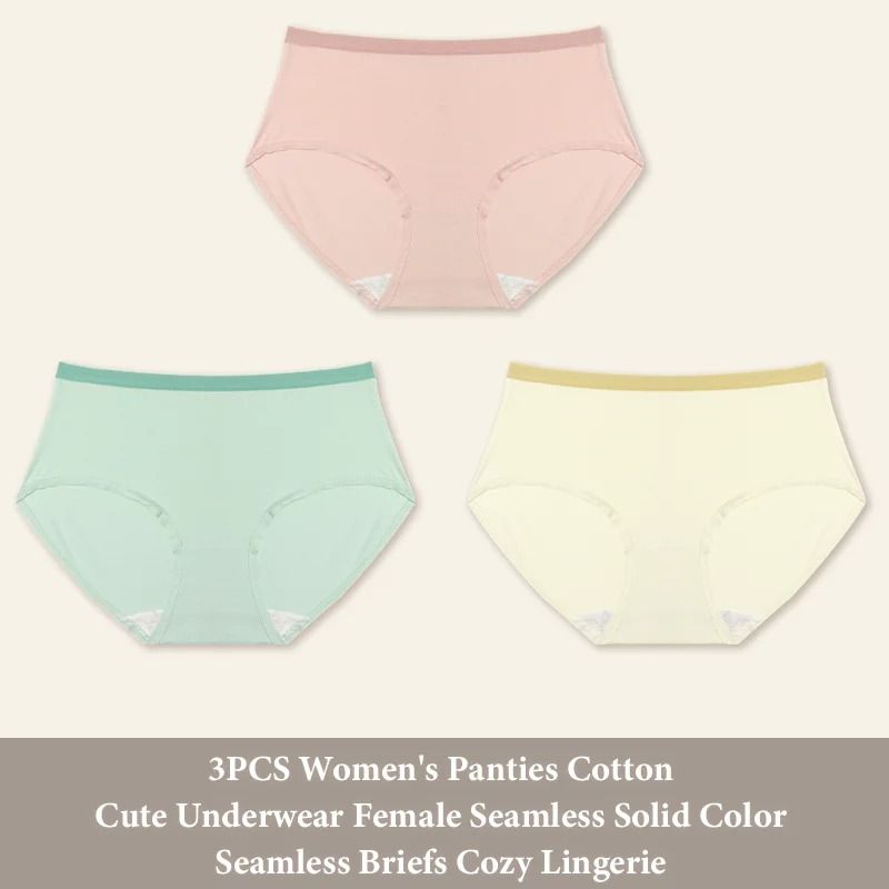 Seamless Cotton Panties 3 Piece Set for Women