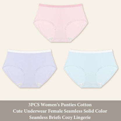 Seamless Cotton Panties 3 Piece Set for Women