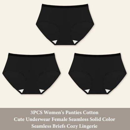 Seamless Cotton Panties 3 Piece Set for Women