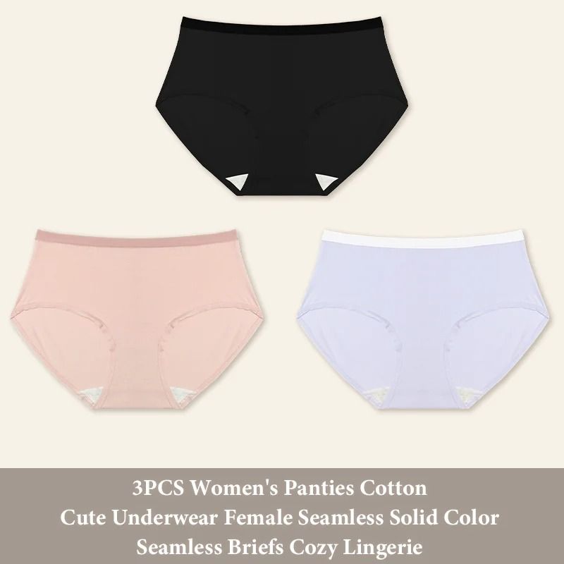 Seamless Cotton Panties 3 Piece Set for Women