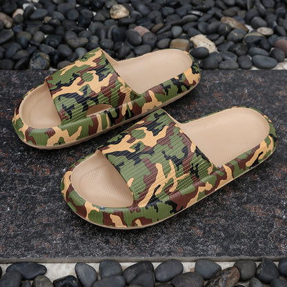 Adjustable Double-Buckle Summer Holiday Printing Soft Women Slippers, Pillow Platform Travel Sandals for Beach, Vacation