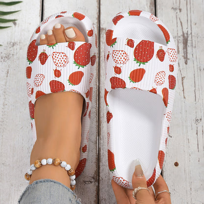 Adjustable Double-Buckle Summer Holiday Printing Soft Women Slippers, Pillow Platform Travel Sandals for Beach, Vacation