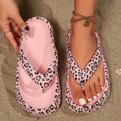 Adjustable Double-Buckle Summer Holiday Printing Soft Women Slippers, Pillow Platform Travel Sandals for Beach, Vacation