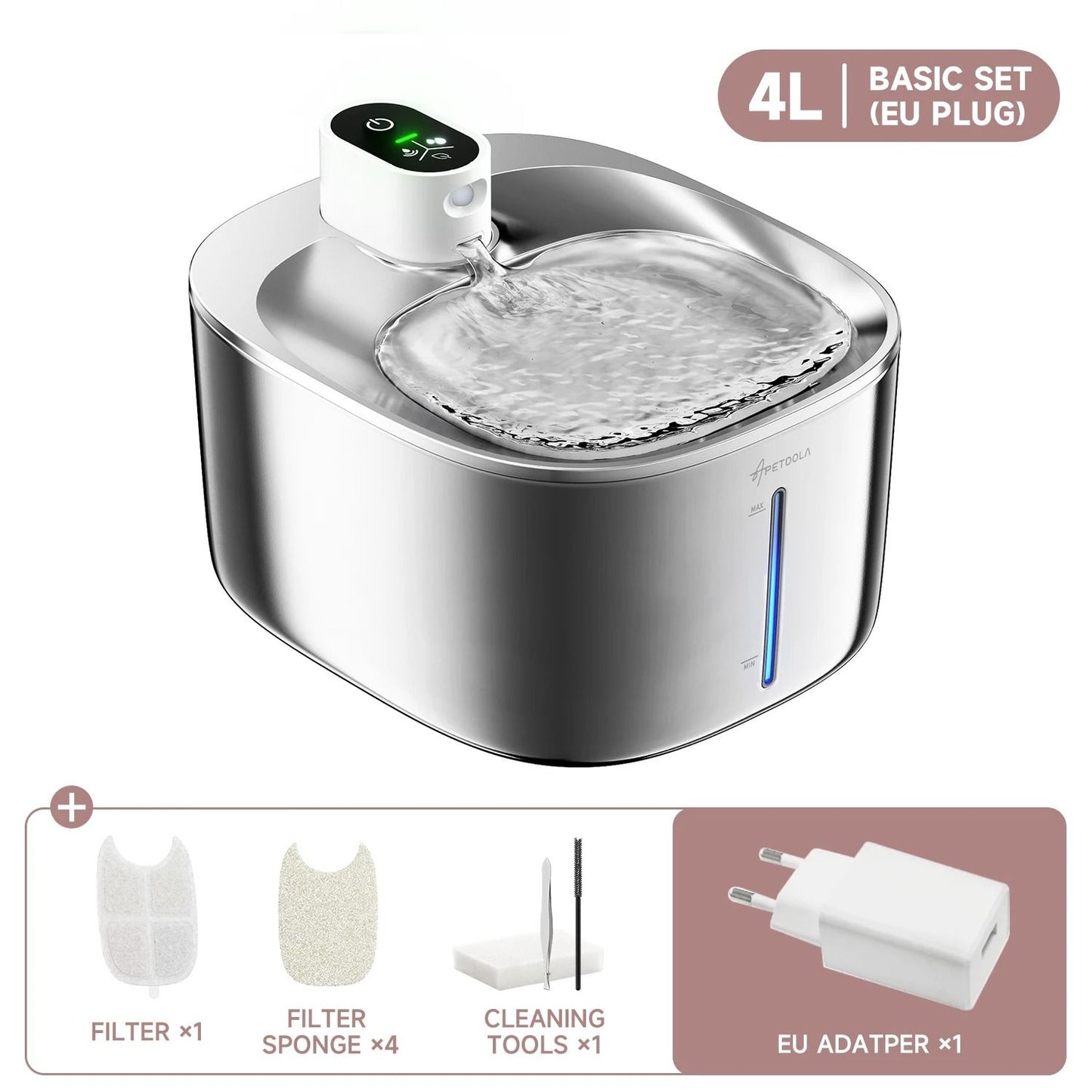 Automatic 4L Pet Water Fountain with Wireless Pump and Motion Sensor