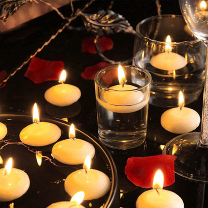 Floating Candles, Unscented Disc Candles for Weddings, Valentines Day, Bathtub Decor, Romantic Party Centerpiece