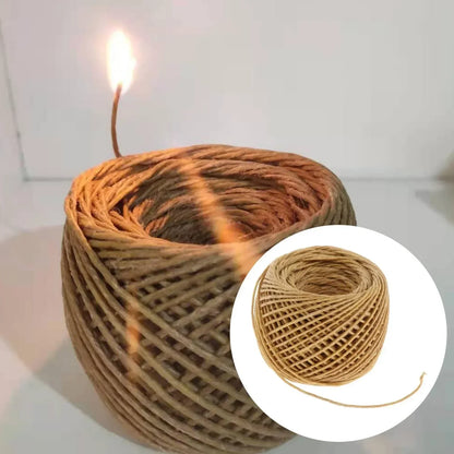 Natural Beeswax Coated Hemp Wick, 33 FT Roll, For DIY Candle Making, Votives, Tea Lights, Pre-Waxed for Easy Use