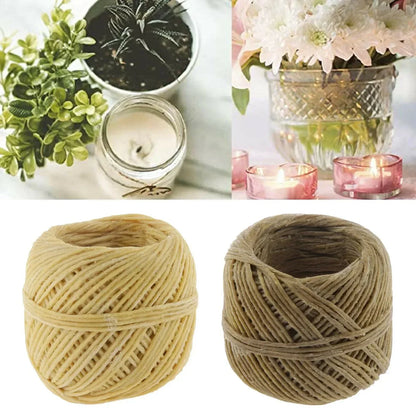 Natural Beeswax Coated Hemp Wick, 33 FT Roll, For DIY Candle Making, Votives, Tea Lights, Pre-Waxed for Easy Use