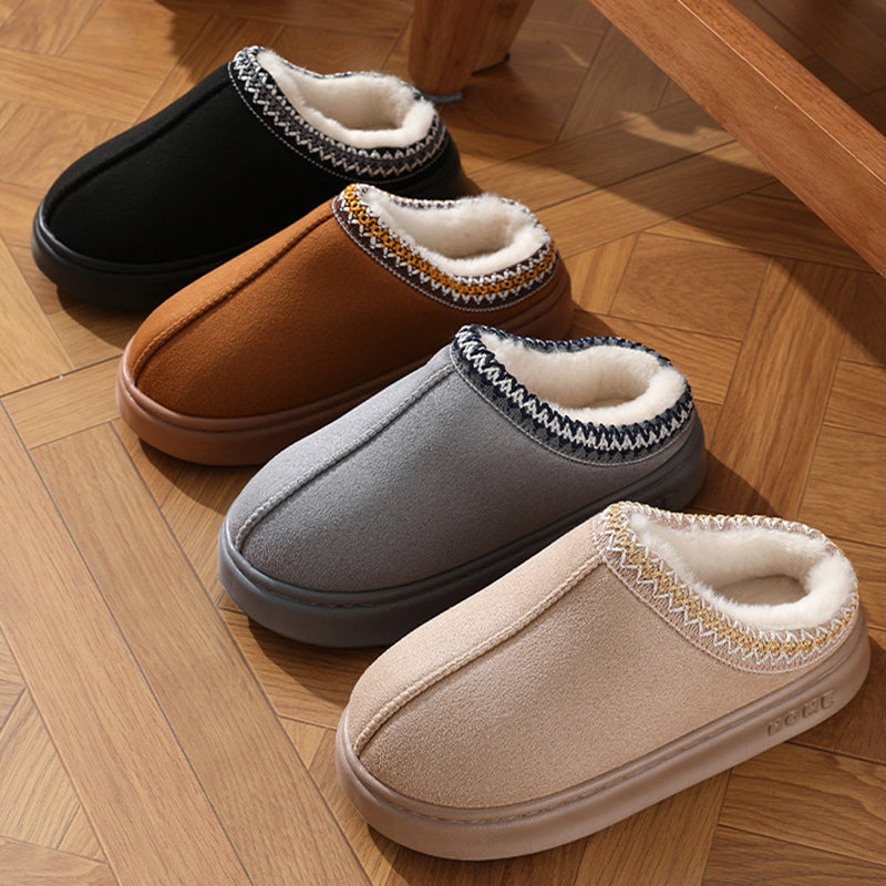 Winter New Fashion Fluffy Platform Slippers for Women, Plush Warm Cotton Comfort Shoes, Non Slip Unisex Indoor Home