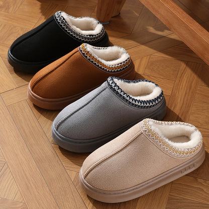 Winter New Fashion Fluffy Platform Slippers for Women, Plush Warm Cotton Comfort Shoes, Non Slip Unisex Indoor Home