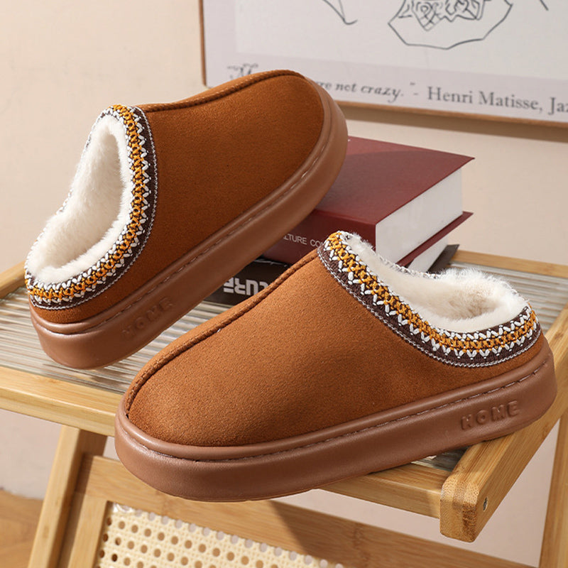 Winter New Fashion Fluffy Platform Slippers for Women, Plush Warm Cotton Comfort Shoes, Non Slip Unisex Indoor Home