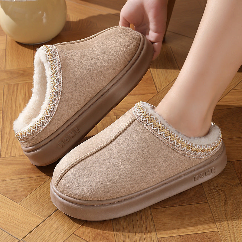 Winter New Fashion Fluffy Platform Slippers for Women, Plush Warm Cotton Comfort Shoes, Non Slip Unisex Indoor Home