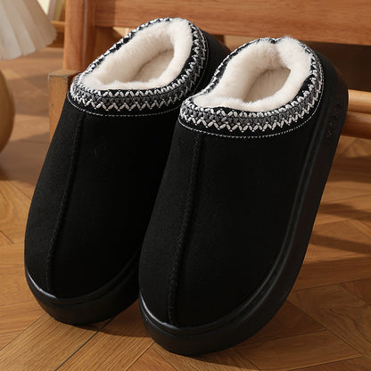 Winter New Fashion Fluffy Platform Slippers for Women, Plush Warm Cotton Comfort Shoes, Non Slip Unisex Indoor Home