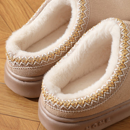 Winter New Fashion Fluffy Platform Slippers for Women, Plush Warm Cotton Comfort Shoes, Non Slip Unisex Indoor Home