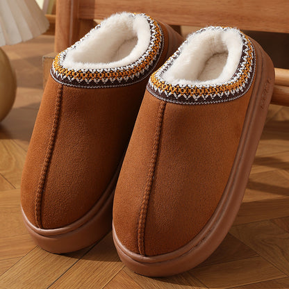 Winter New Fashion Fluffy Platform Slippers for Women, Plush Warm Cotton Comfort Shoes, Non Slip Unisex Indoor Home