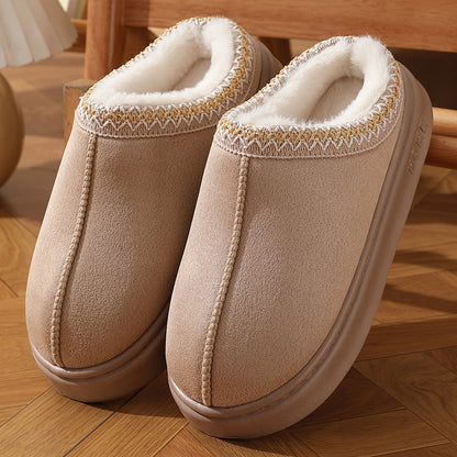 Winter New Fashion Fluffy Platform Slippers for Women, Plush Warm Cotton Comfort Shoes, Non Slip Unisex Indoor Home