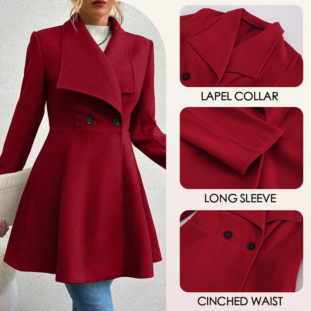 Mia Muse Womens Coat, Winter Work Coat, Long Sleeve Lapel Blazer, Solid Color Outerwear, Valentines Day Gift
