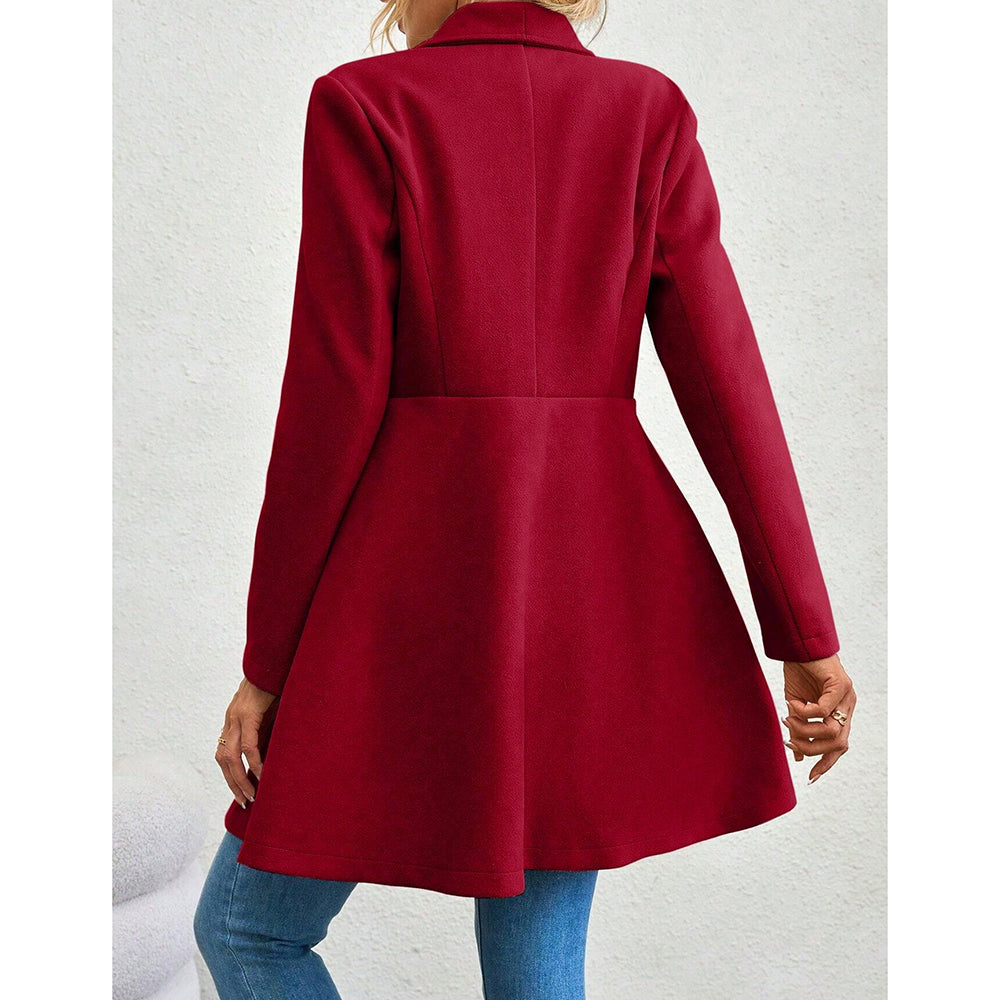 Mia Muse Womens Coat, Winter Work Coat, Long Sleeve Lapel Blazer, Solid Color Outerwear, Valentines Day Gift