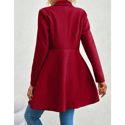 Mia Muse Womens Coat, Winter Work Coat, Long Sleeve Lapel Blazer, Solid Color Outerwear, Valentines Day Gift