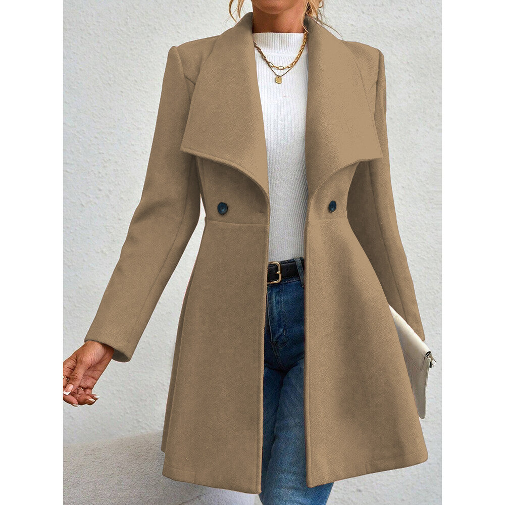 Mia Muse Womens Coat, Winter Work Coat, Long Sleeve Lapel Blazer, Solid Color Outerwear, Valentines Day Gift