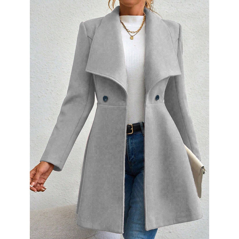 Mia Muse Womens Coat, Winter Work Coat, Long Sleeve Lapel Blazer, Solid Color Outerwear, Valentines Day Gift