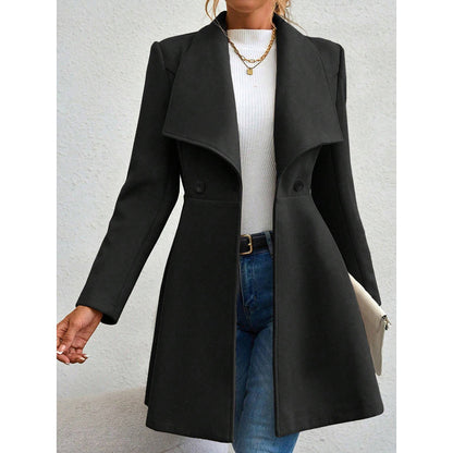 Mia Muse Womens Coat, Winter Work Coat, Long Sleeve Lapel Blazer, Solid Color Outerwear, Valentines Day Gift