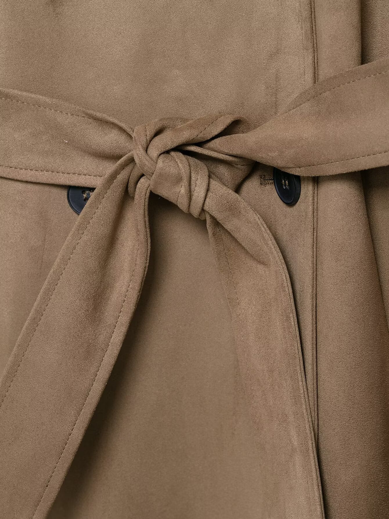 Women's Trench Coat, Autumn Fall Jacket with Lapel and Pockets, Suede Effect Windbreaker
