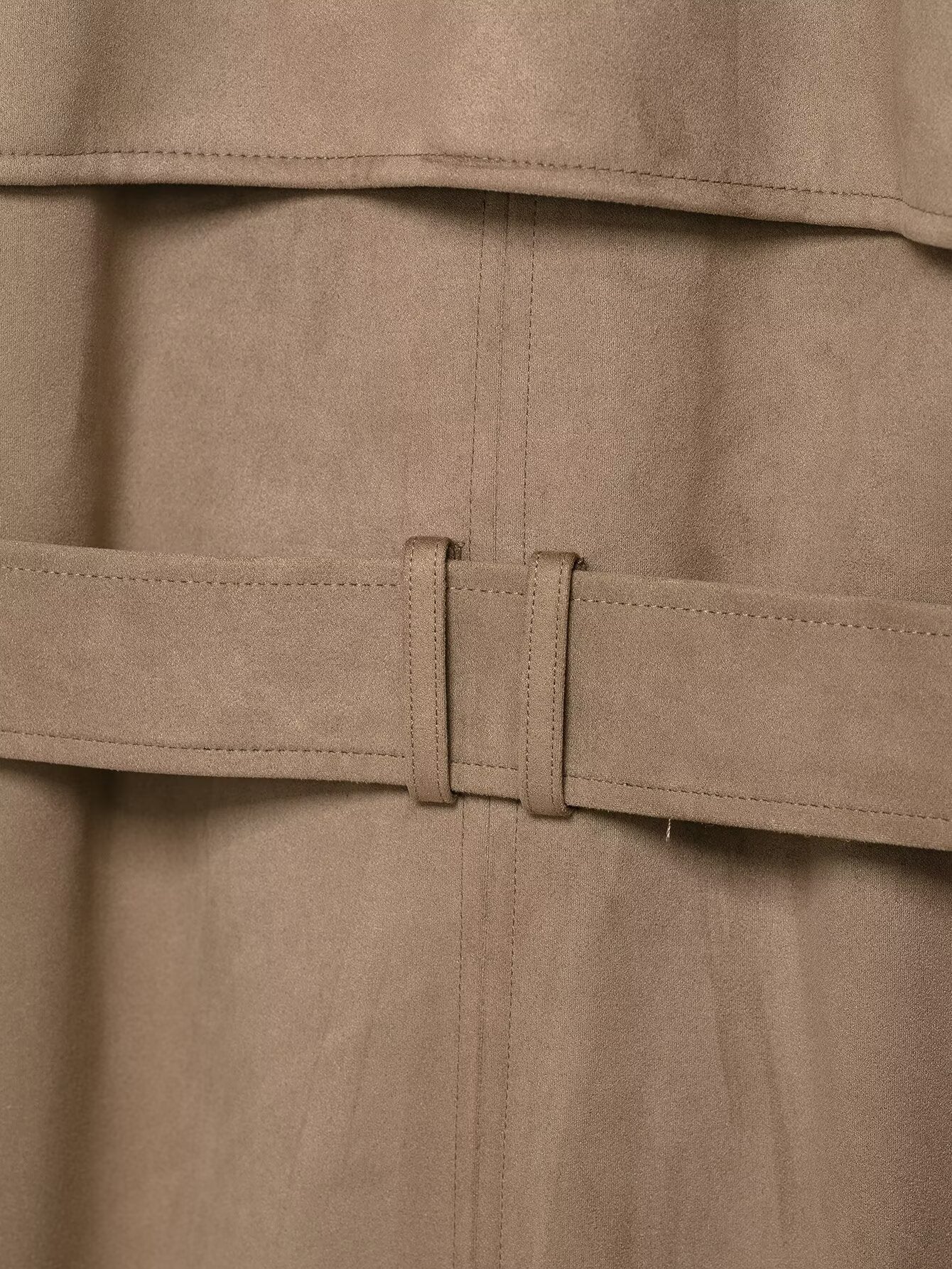 Women's Trench Coat, Autumn Fall Jacket with Lapel and Pockets, Suede Effect Windbreaker