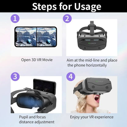 3D VR Headset for Smartphones Virtual Reality Glasses for Gaming & Movies