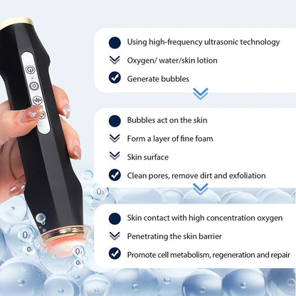 Oxygen Bubble Pen Facial Skin Care Device with 7 Color LED Light Therapy