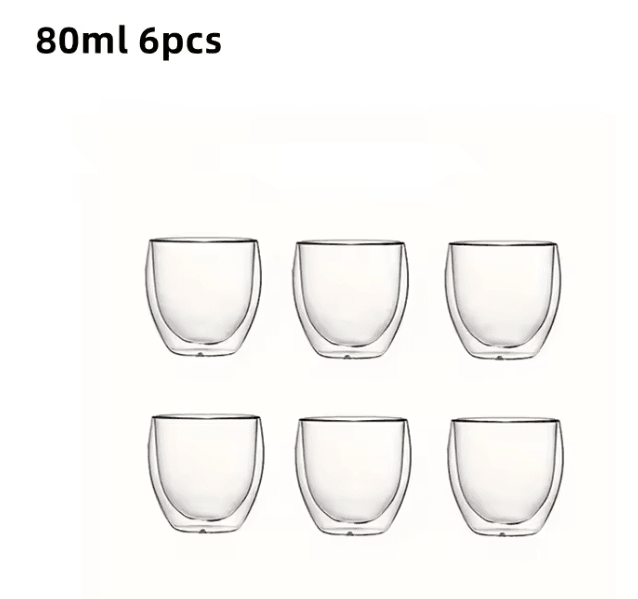 Double Wall Insulated Glass Coffee Cups Clear Espresso Mugs for Hot and Cold Drinks