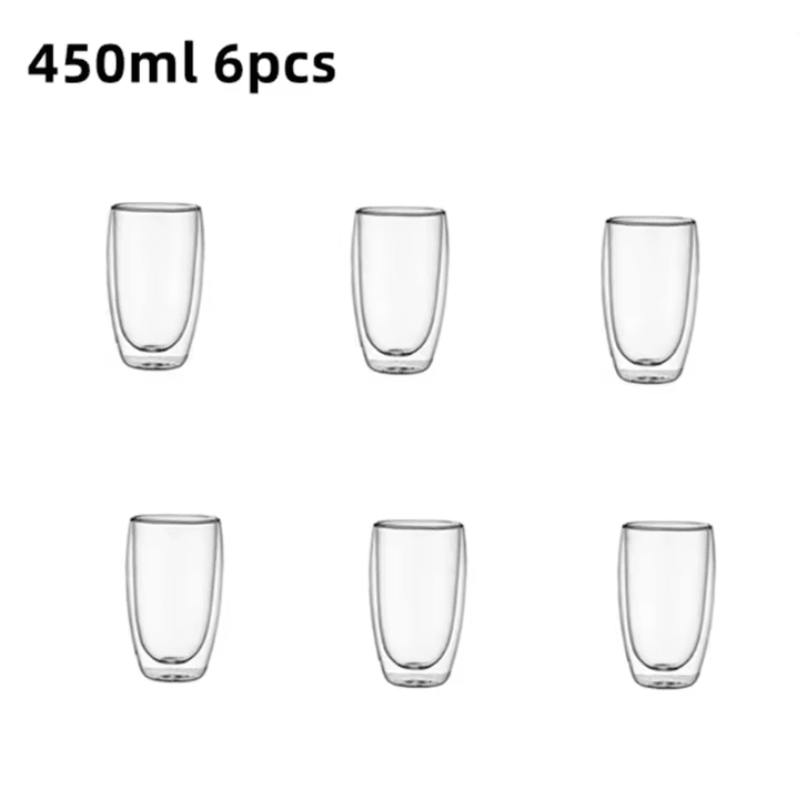 Double Wall Insulated Glass Coffee Cups Clear Espresso Mugs for Hot and Cold Drinks