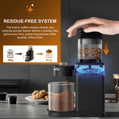 Automatic Electric Coffee Grinder Conical Burr with 25 Grind Settings and Powder Blower
