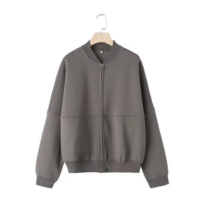 HH Women Two Piece Retro Zip Bomber Jacket and Wide Leg Pants Set