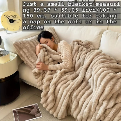 Luxurious Faux Rabbit Fur Throw Blanket Soft Warm Cozy for Couch Bed and Travel