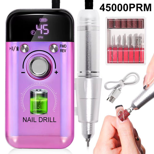 45000RPM Rechargeable Electric Nail Drill – Professional Portable Manicure & Gel Nail Tool