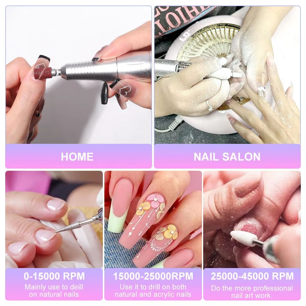 45000RPM Rechargeable Electric Nail Drill – Professional Portable Manicure & Gel Nail Tool