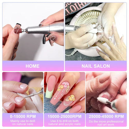 45000RPM Rechargeable Electric Nail Drill – Professional Portable Manicure & Gel Nail Tool