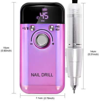 45000RPM Rechargeable Electric Nail Drill – Professional Portable Manicure & Gel Nail Tool