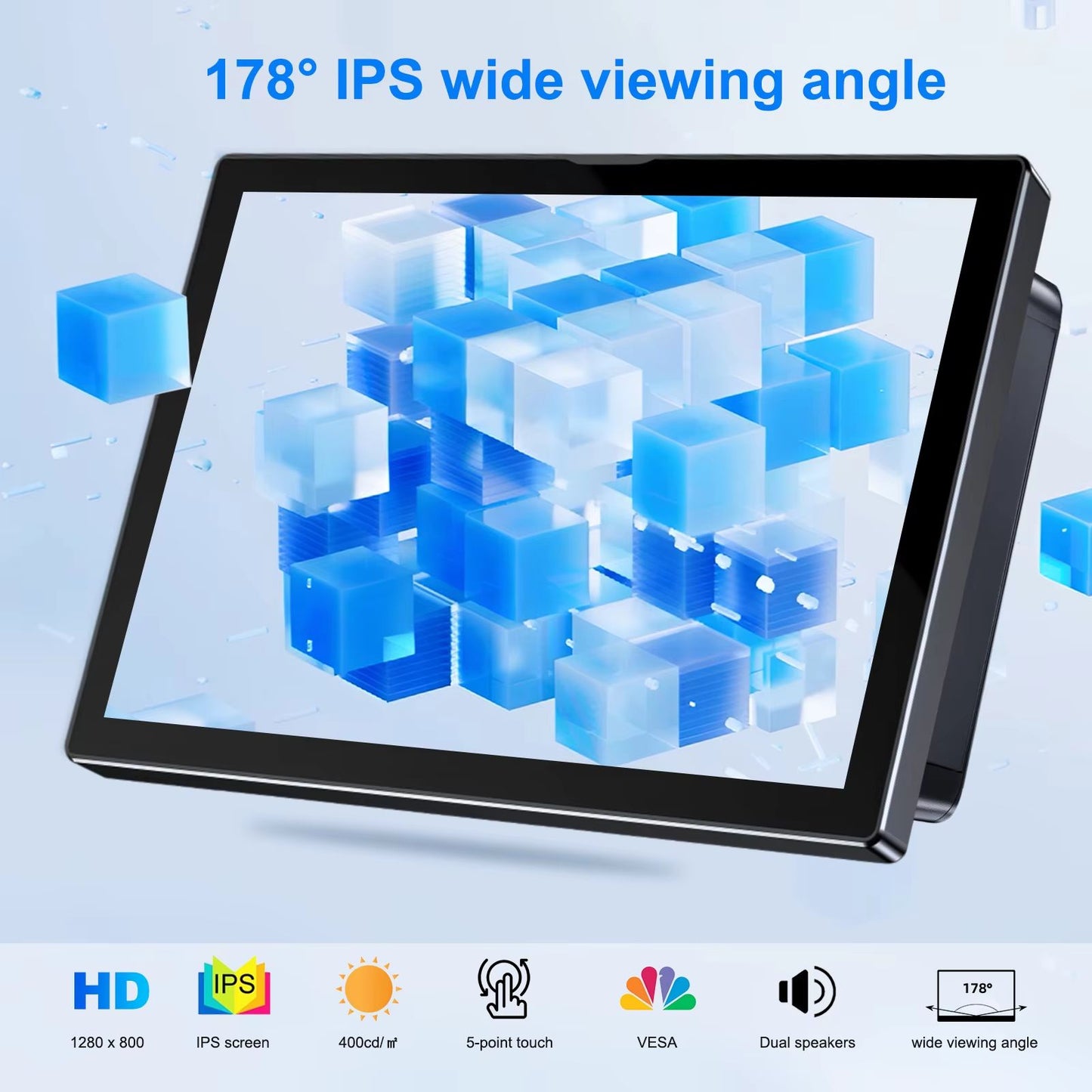 8-Inch Raspberry Pi 5/4 Touchscreen Monitor – 1280x800 LCD with Built-in Fans & Speaker