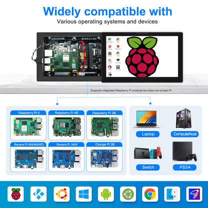 8-Inch Raspberry Pi 5/4 Touchscreen Monitor – 1280x800 LCD with Built-in Fans & Speaker
