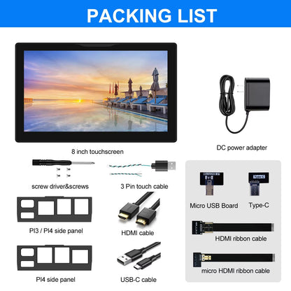 8-Inch Raspberry Pi 5/4 Touchscreen Monitor – 1280x800 LCD with Built-in Fans & Speaker