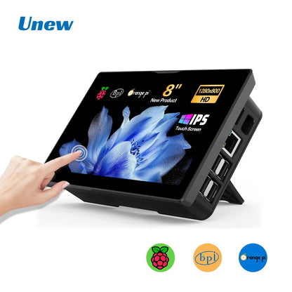 8-Inch Raspberry Pi 5/4 Touchscreen Monitor – 1280x800 LCD with Built-in Fans & Speaker