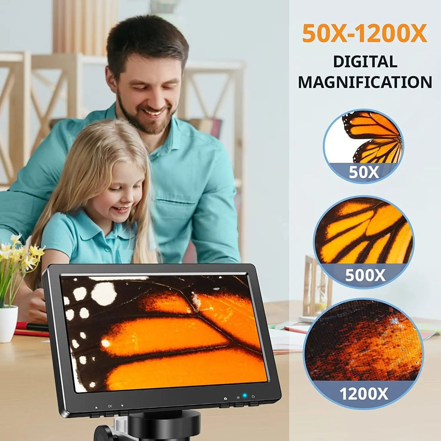 Digital Microscope 1200x Magnification with HD USB and LED Lights