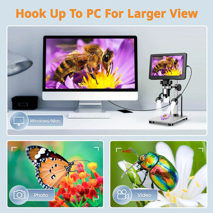 Digital Microscope 1200x Magnification with HD USB and LED Lights